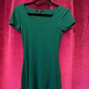 Forever 21 Green Ribbed Mini Bodycon Tee Dress